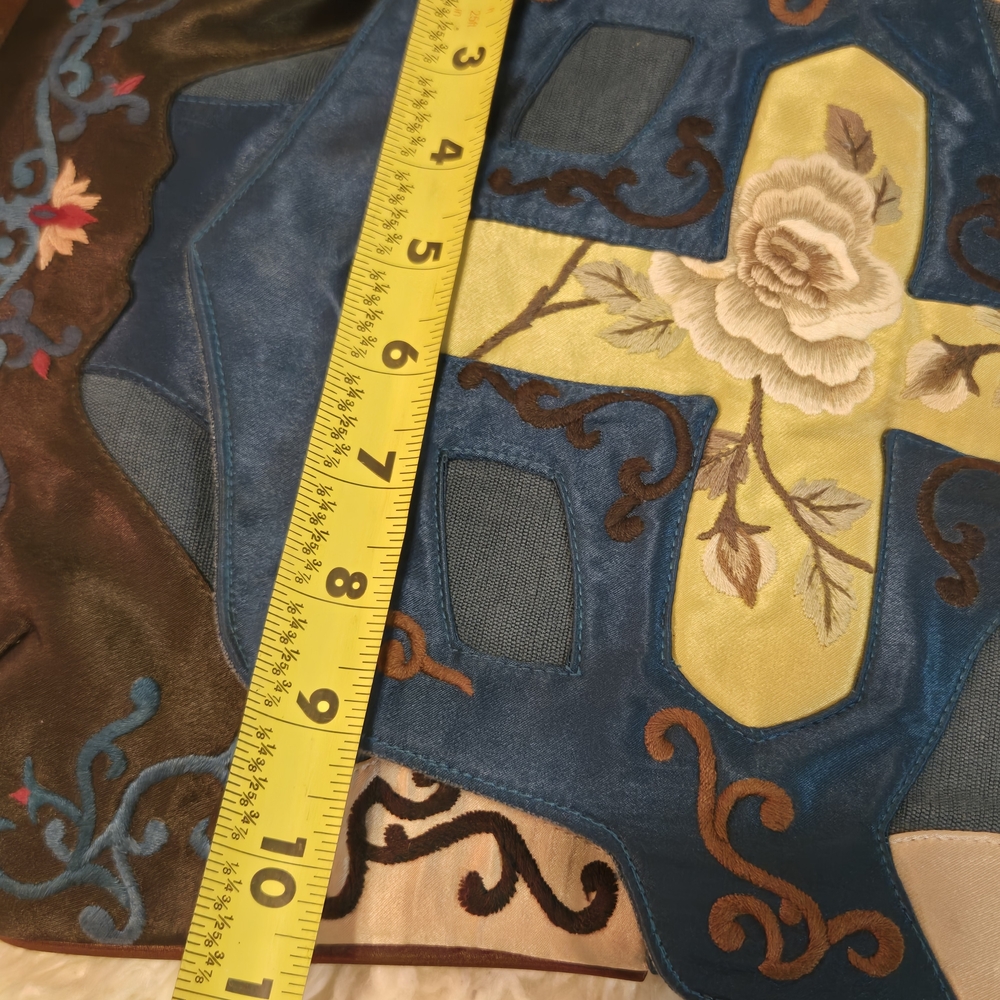 Vintage Blue and Yellow Floral Crossbody Bag - Picture 6 of 8